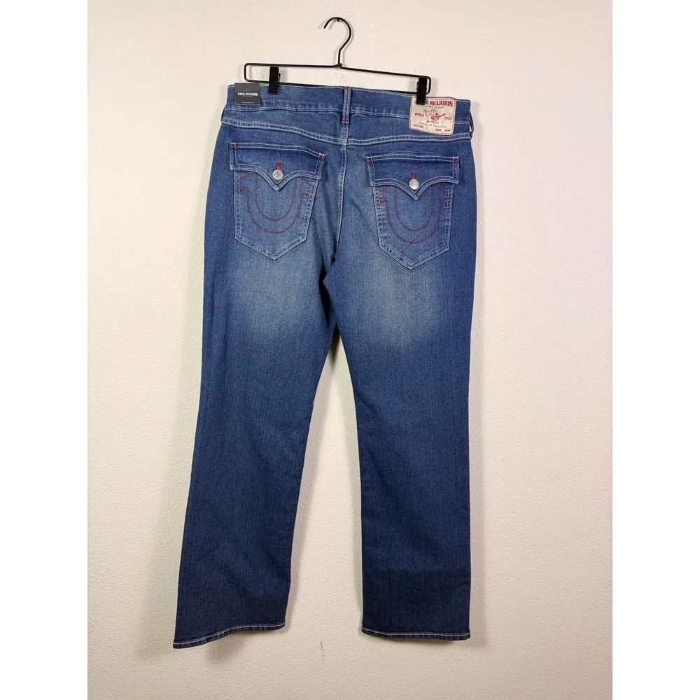 True Religion 36x33 Mens Denim Billy Jeans True SN Flap Boot Cut Medium Wash NWT